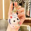 Little Rabbit Projector Light-Up Keychain: Cartoon Couple Bag Charm & Pendant Gift.