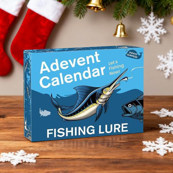 24Pcs/Set Christmas Fishing Lure Advent Calendar Artificial Soft Hard Bait Accessories Countdown Calendar Box Fishing Enthusiasts Holiday Gift