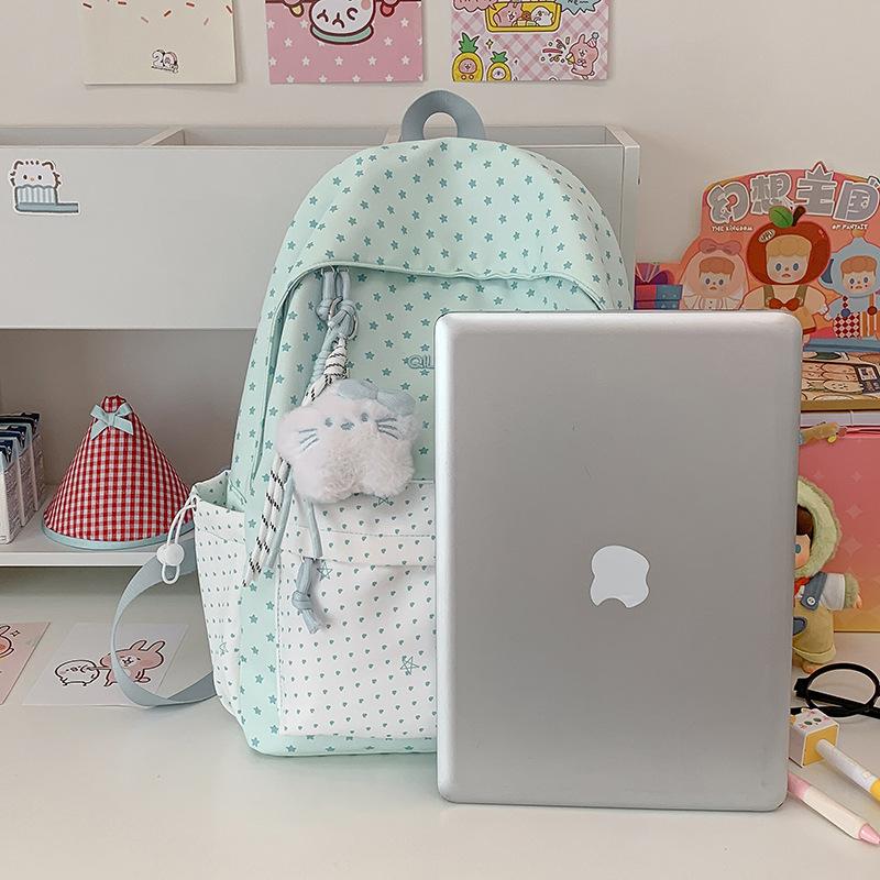 Schoolbag Korean Version Ins Small Fresh Cartoon Star Backpack Female Niche Design Cute Versatile Polka Dot Student Schoolbag