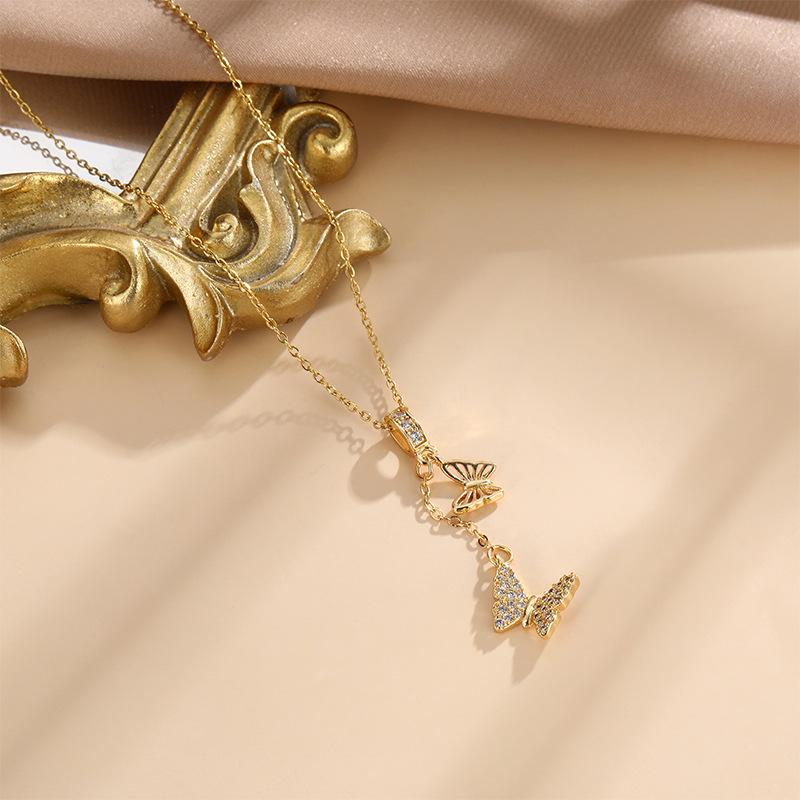 

Ожерелье-бабочка с кисточками из бриллиантов, женская легкая роскошь, универсальная цепочка на ключицу