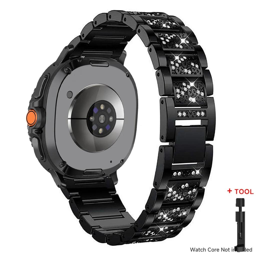 För Samsung Galaxy Watch 8 40mm 44mm / 8 classic 46MM Metall Bling Rostfritt stålband För Samsung watch Ultra 2025/7 Ultra 47MM