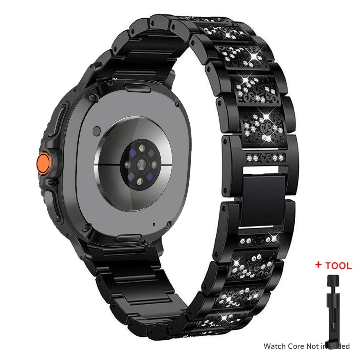 

Для Samsung Galaxy Watch 8 40мм 44мм / 8 classic 46ММ Металлический Блестящий Браслет из нержавеющей стали Для часов Samsung Watch Ultra 2025/7 Ultra 47ММ Galaxy Watch 8 40mm чёрный