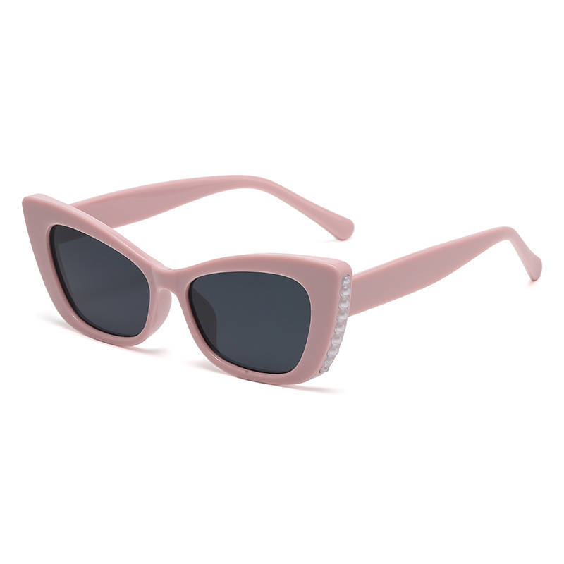 European and American fashion cat eye small fragrant sunglasses Internet celebrity personality diamond catwalk street shot outdoor sunshade versatile