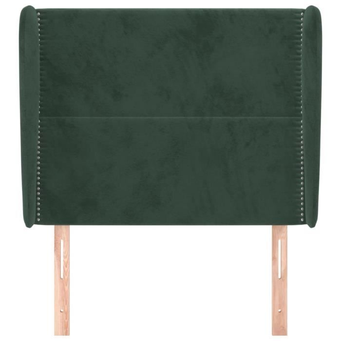 VidaXL Tête de lit avec oreilles Vert foncé 93x23x118-128 cm Velours3117855