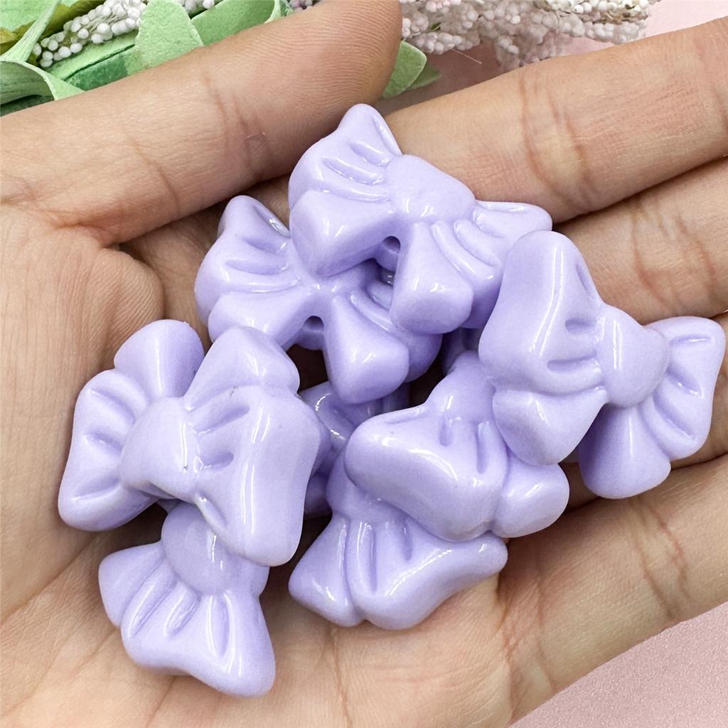 High Quality Bowknot 22.5*28mm For Bracelet Earring Making Acrylic Jewelry Heart Loose Beads DIY Jewelry Accessories 7pcs Solid Color