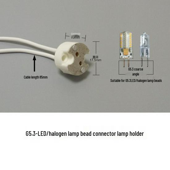 

Керамический патрон для лампы, устойчивый к высоким температурам, с проводом, гнездо G4/G5.3/G9, штыревой кронштейн MR11/MR16 G5.3 Ceramic Holder (15cm Wire)