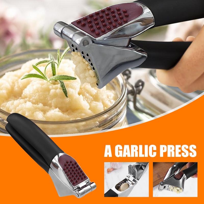 Metal Garlic Crusher Garlic Press Crusher Zinc Alloy Peeler Masher Rust-Proof Squeezer Hand Tools Ergonomic Handle Kitchen