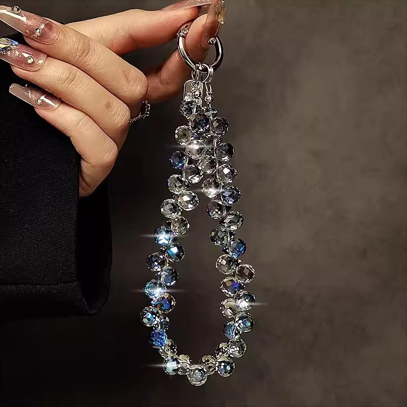 

Stylish Bling Bling Crystal Beads Phone Strap Charm Pendant Bracelet For IPhone Airpods Accessories Bag Women Girl Hanging Cord