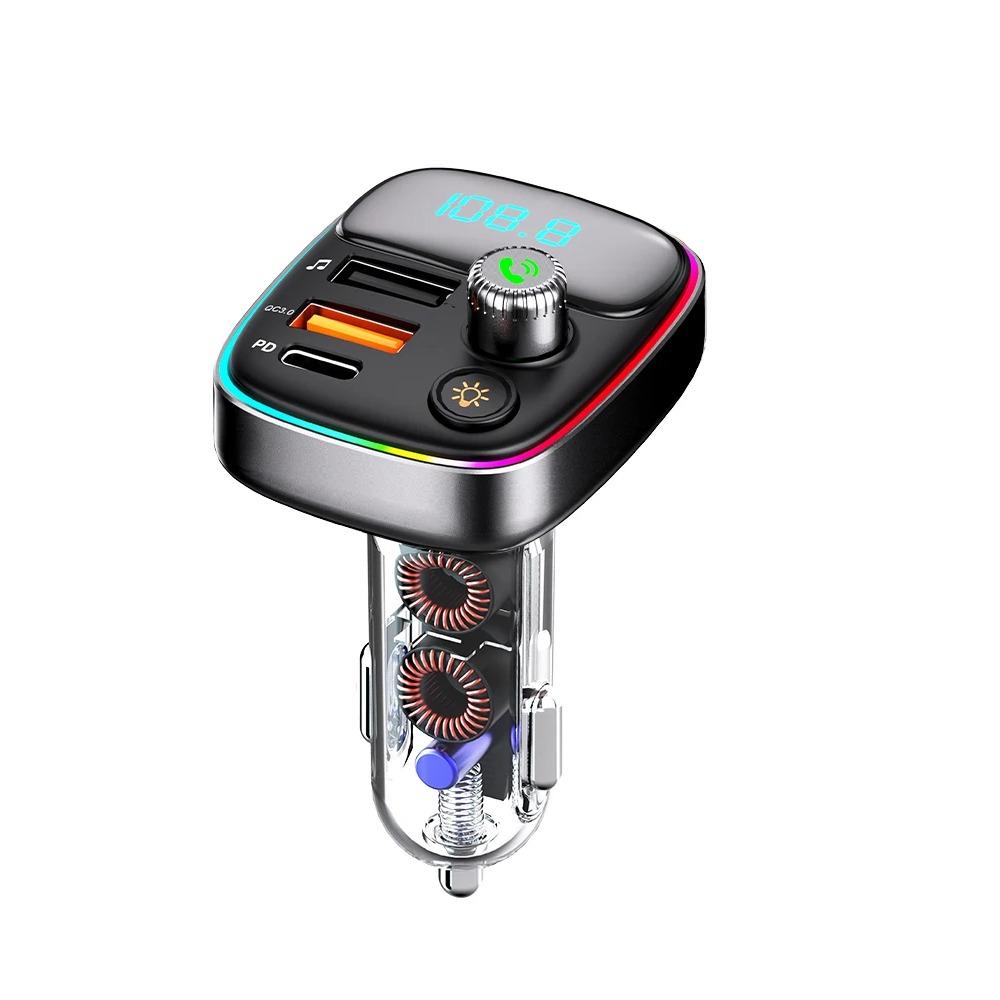 

Bluetooth 5.3 FM-передатчик автомобильное зарядное устройство автомобильный радиомодулятор MP3-плеер с 36 Вт PD QC3.0 адаптер для быстрой зарядки разноцветные огни