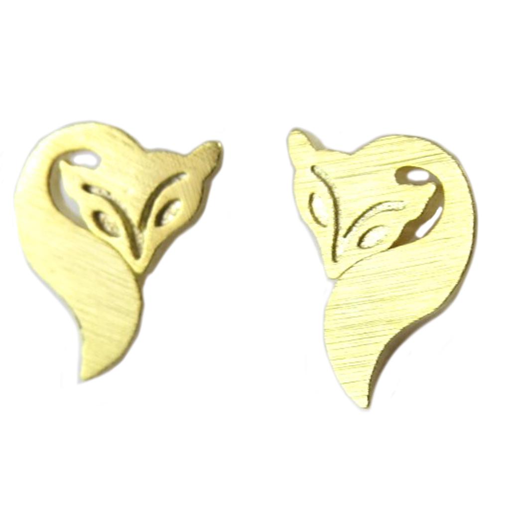 7bis [Q1544] - Gull 'Fox' håndlagde øredobber - 10x8 mm