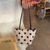 Korean Polka Dot Linen Tote: Versatile Summer Shoulder Bag for Women