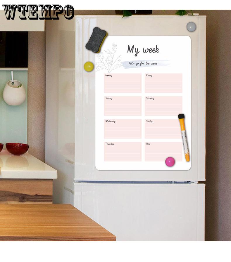 1pc Fridge Magnet Whiteboard Reusable Fridge Memo Board Self-adhesive A4 Anti-slip Magnetic Soft Whiteboard Leave Message