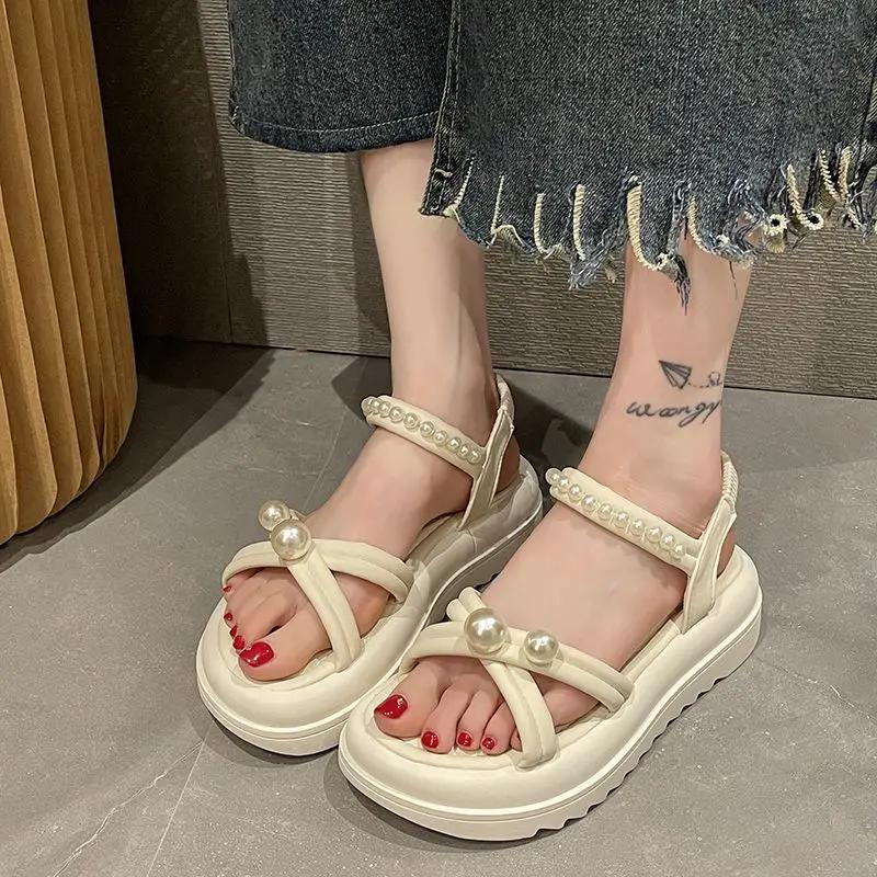 Roman Style Black Women's Sandals on Offer Wholesale Summer 2025 Comfortable Sandal Low Price Daily Original Offers Ladies Shoes
