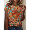 Women's T-shirt with butterfly print, casual crew neck, street style top, comfortable and breathable