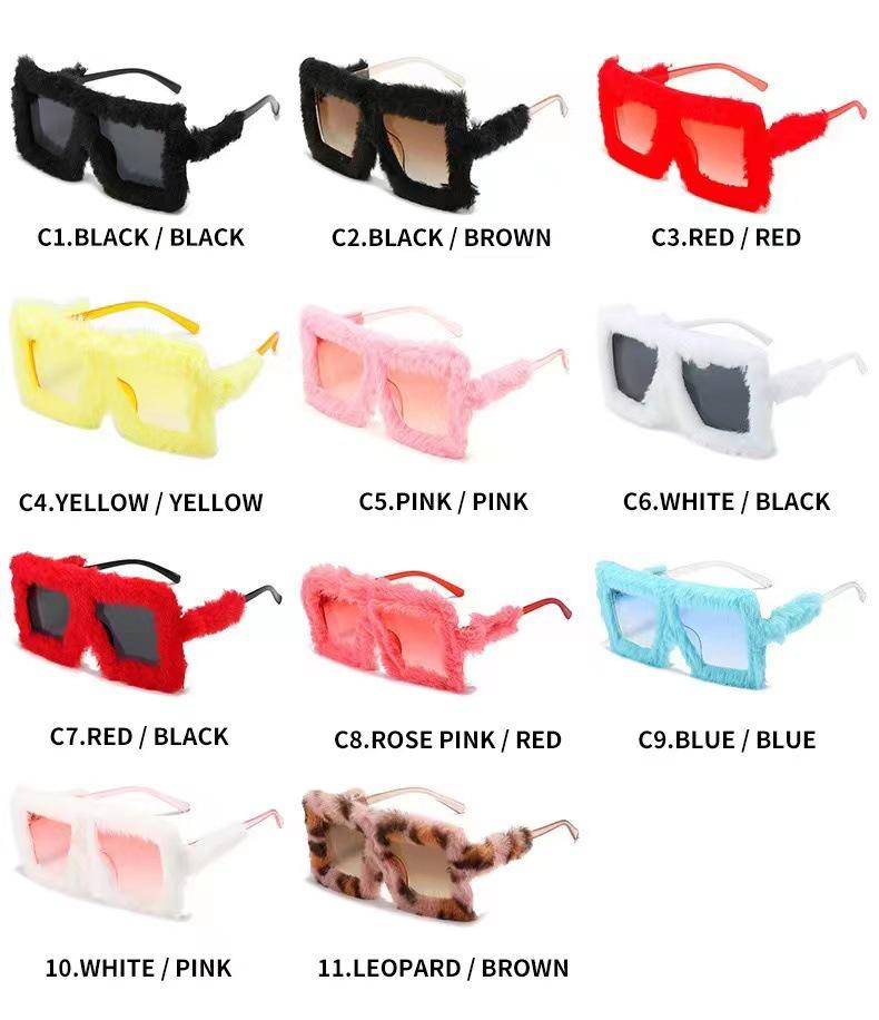 Pipi Kid Disco Furry Plush Sunglasses: Square Glasses, Christmas Mirror Decoration