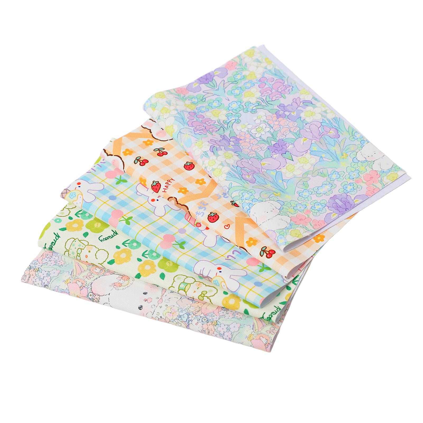 

5 Pcs Sewing Fabric Cute Cartoon Pattern Waterproof Anti Fading Soft Touch DIY Quilting Cloth for Tablecloth Bag