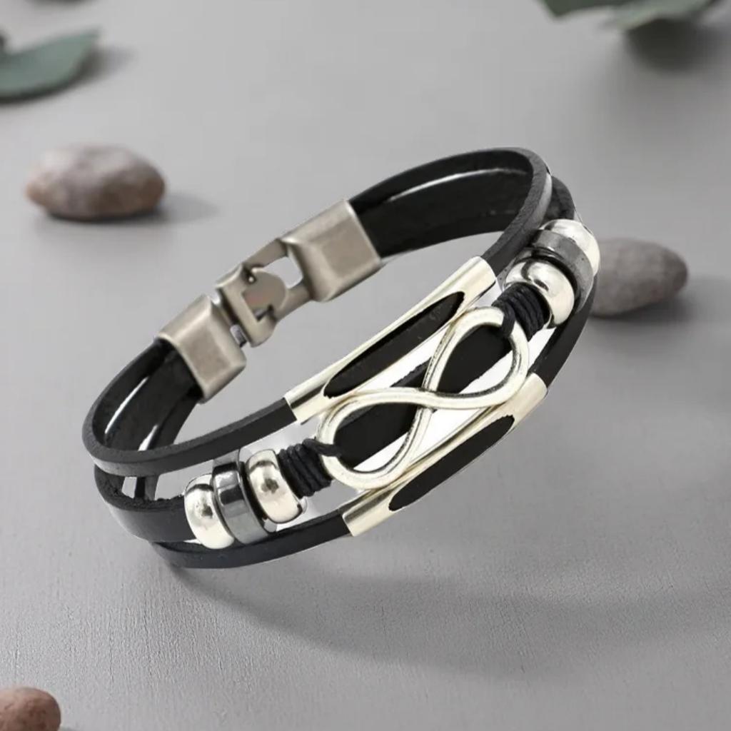 Vintage Infinity Beads Charm Bracelet Men Punk Multi-layer Leather Bracelets Luxury Jewelry Gifts Wholesale