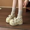 Fashion Sweet Lolita Patent Leather Mary Jane Shoes Women 2025 Autumn Cute Bowknot Decoration Thick Bottom Shoes Y2K Ankle Strap Pumps