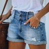 Sommer perforierte gekräuselte elastische Denim-Shorts mit hoher Taille Damenmode Damenbekleidung