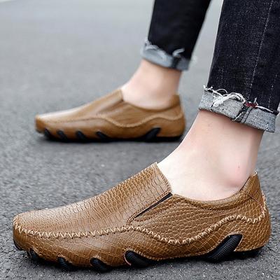 Chaussures pour hommes grande taille été polyvalentes chaussures doudou motif crocodile chaussures d'affaires en cuir chaussures de conduite paresseuses à une pédale