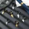 8Pcs 4 Style 304 Stainless Steel Open Cuff Finger Rings with Leaf Charms, Golden & Stainless Steel Color, Inner Diameter: 17~18mm, 2Pcs/style