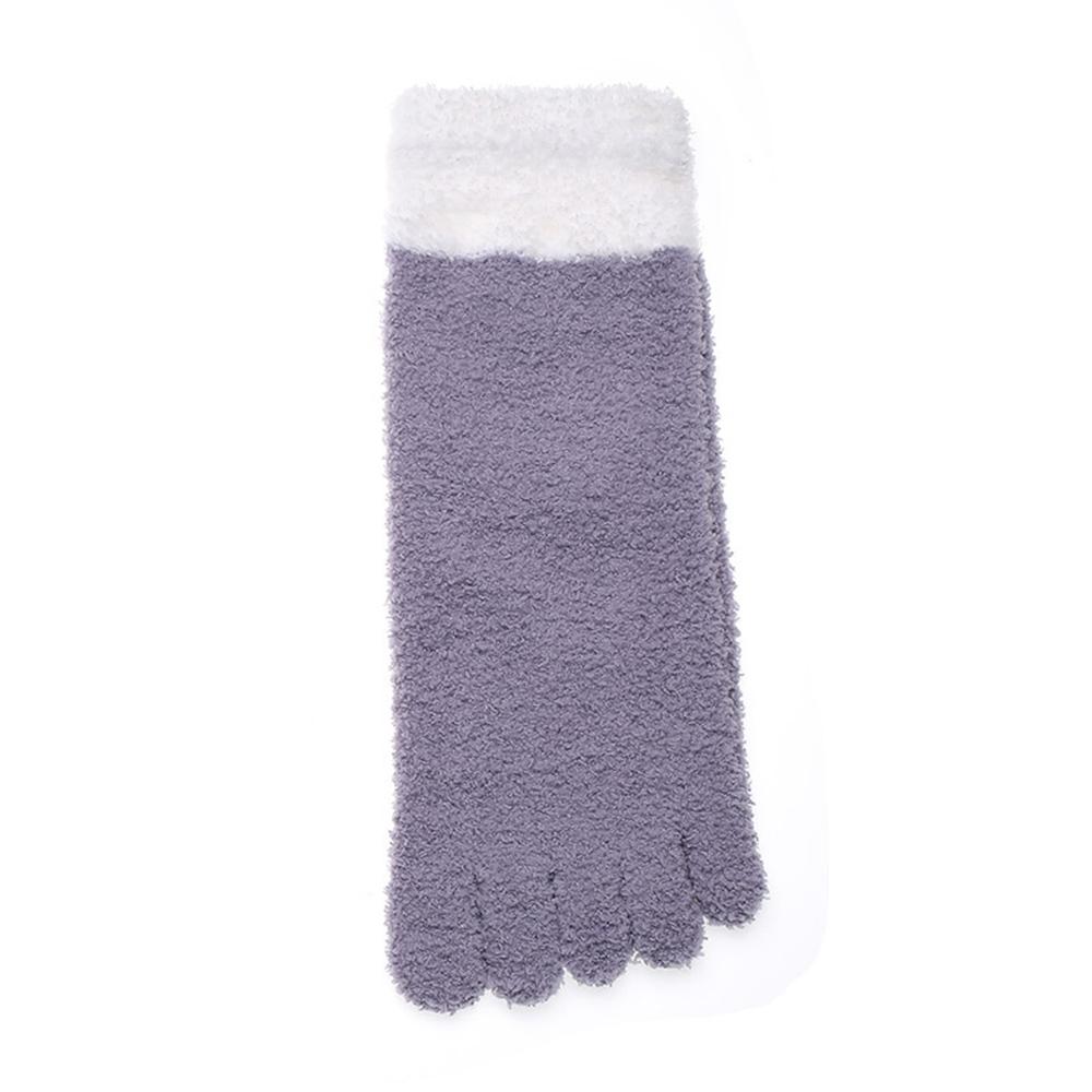 Women's Thick Five Finger Socks Winter Warm Coral Fleece Fluffy Toe Socks Striped Soft Cozy Hosiery Girls Female Floor Slippers