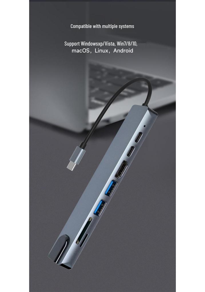8-in-1 USB-C Hub: Type-C To HDMI, Network Card Converter, Multifunctional Dock