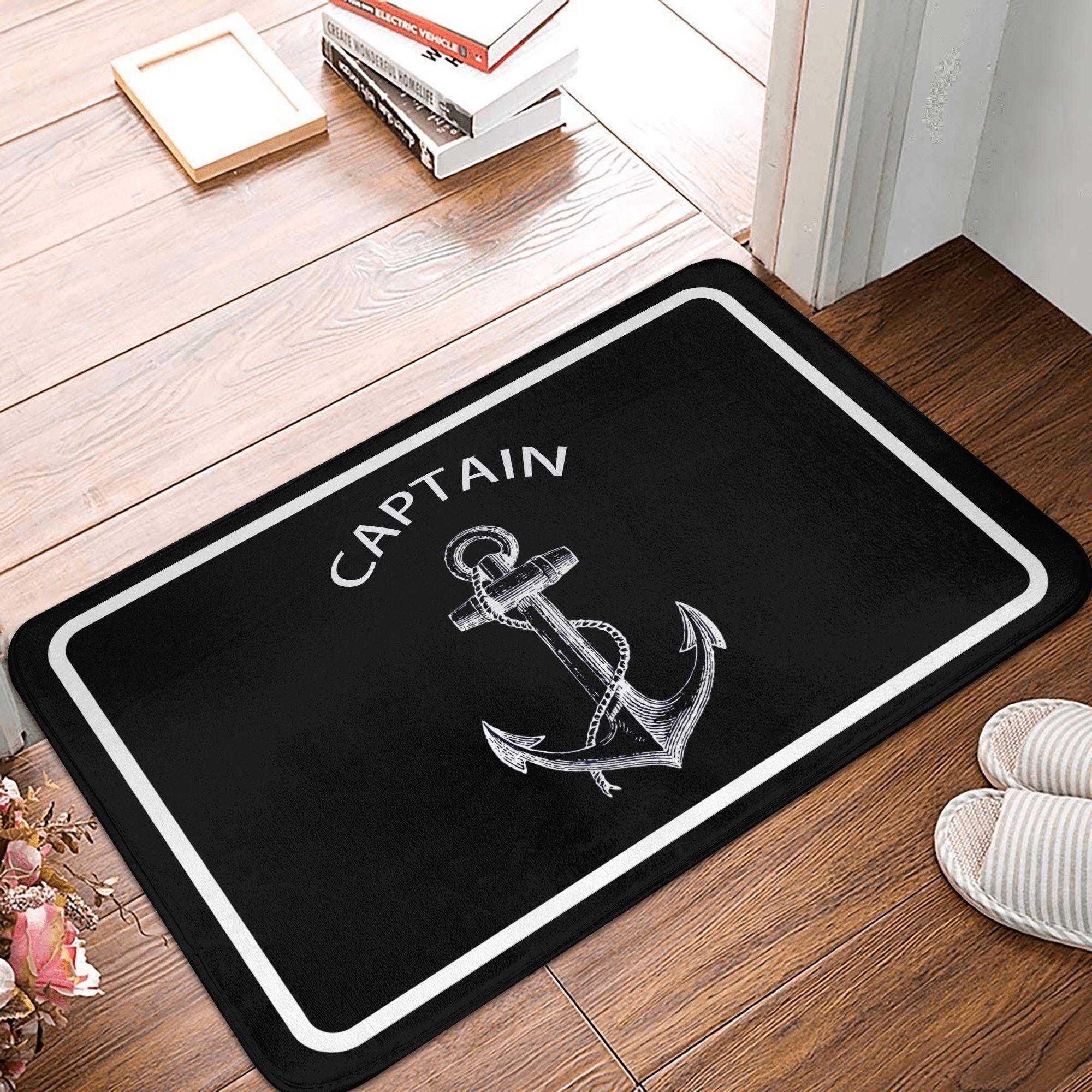 

Nautical Compass Front Door Mat Anti-Slip Outdoor Quick Dry Captain Anchor Boat Doormat Kitchen Balcony Entrance Rug Carpet 40x60CM