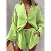 Loose Long Sleeve Shirt and Shorts Set Loose Long Sleeve Shirt Shorts Suit