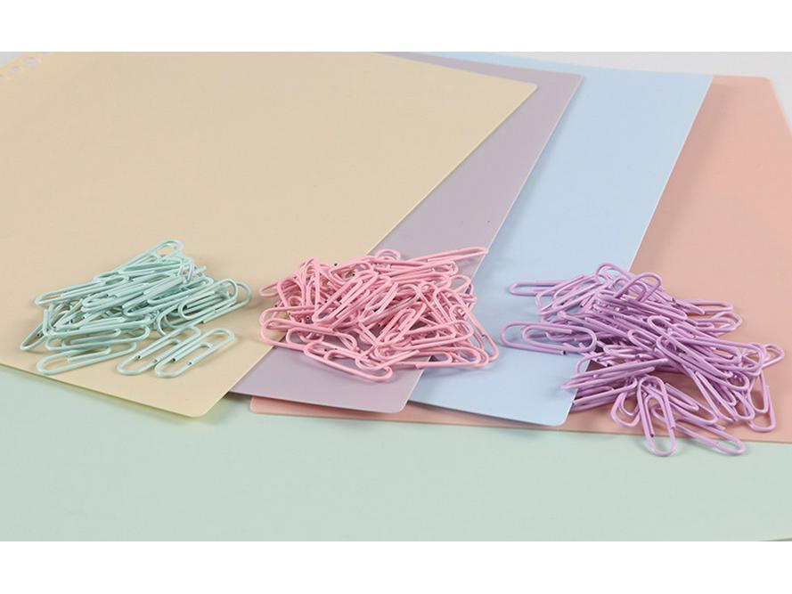 Colorful Plastic-Coated Paper Clips & Binder Clips - 28mm Office Desk Organizer
