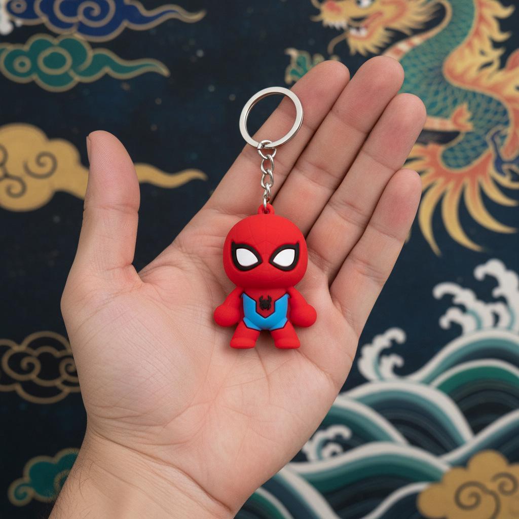 Marvel Three-Dimensional Hero Spider-Man Keychain Silicone 3D Doll Pendant Luggage Pendant Proofing Source