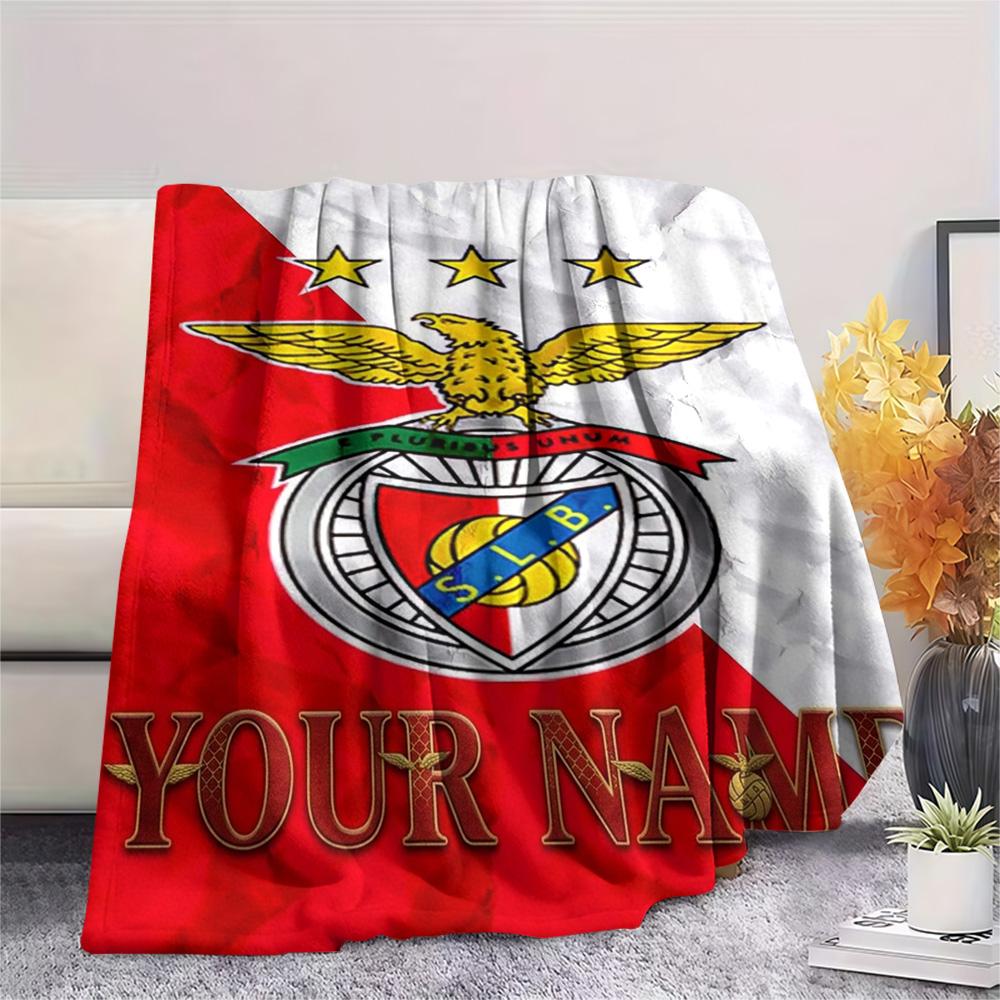 1PC Benfica Eagle Crest Custom Name Patterned Flannel Blanket Suitable For All Seasons For Home Decor Warmth And Comfort Gifts Holiday Present