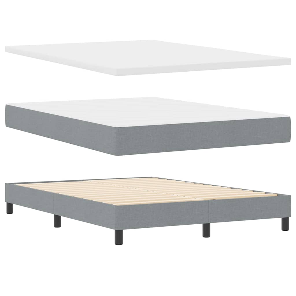 Box Spring Bed with Headboard Light Grey 200 x 140 cm Fabric