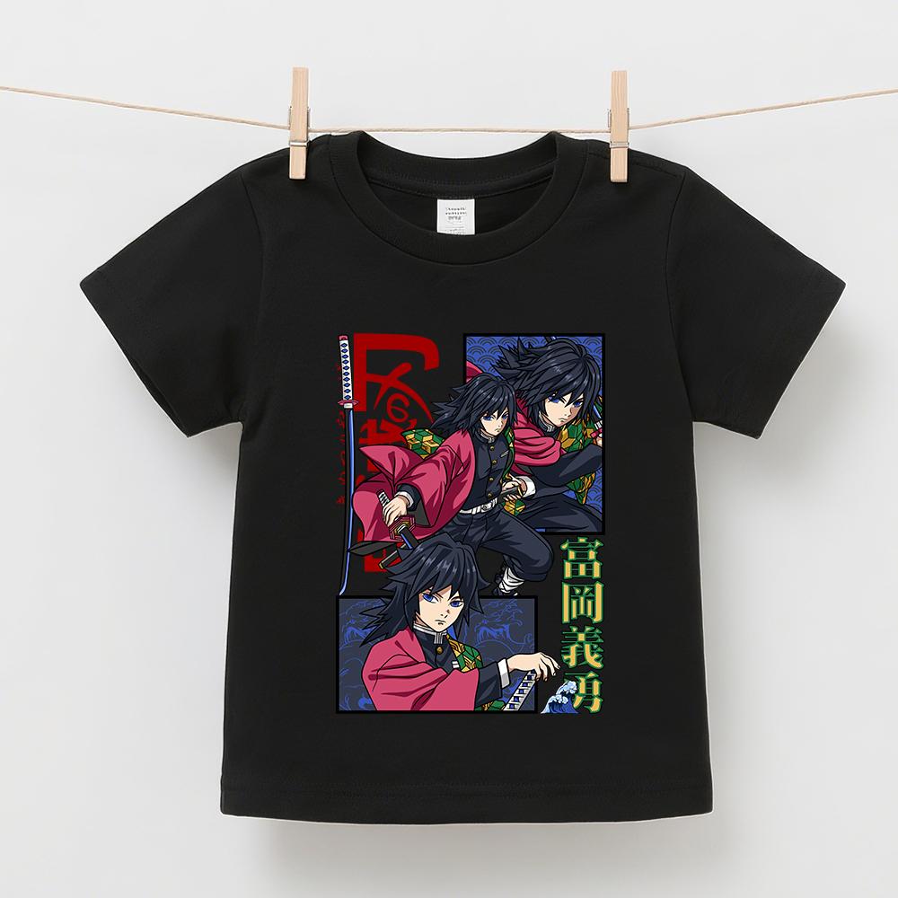 Demon Slayer Tomioka Anime Print Boys Girls Cotton T Shirt Kids Casual Short Sleeve Top Comfortable Soft Childrens Wear