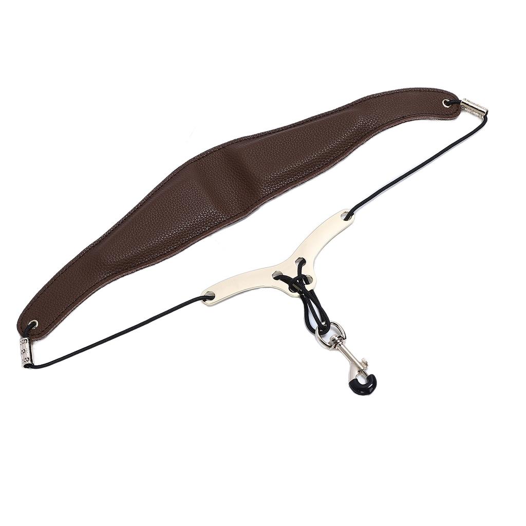 Saxophone Neck Strap for Alto Tenor Sax Breathable Adjustable Instrument Accessories with Metal Hook Brown