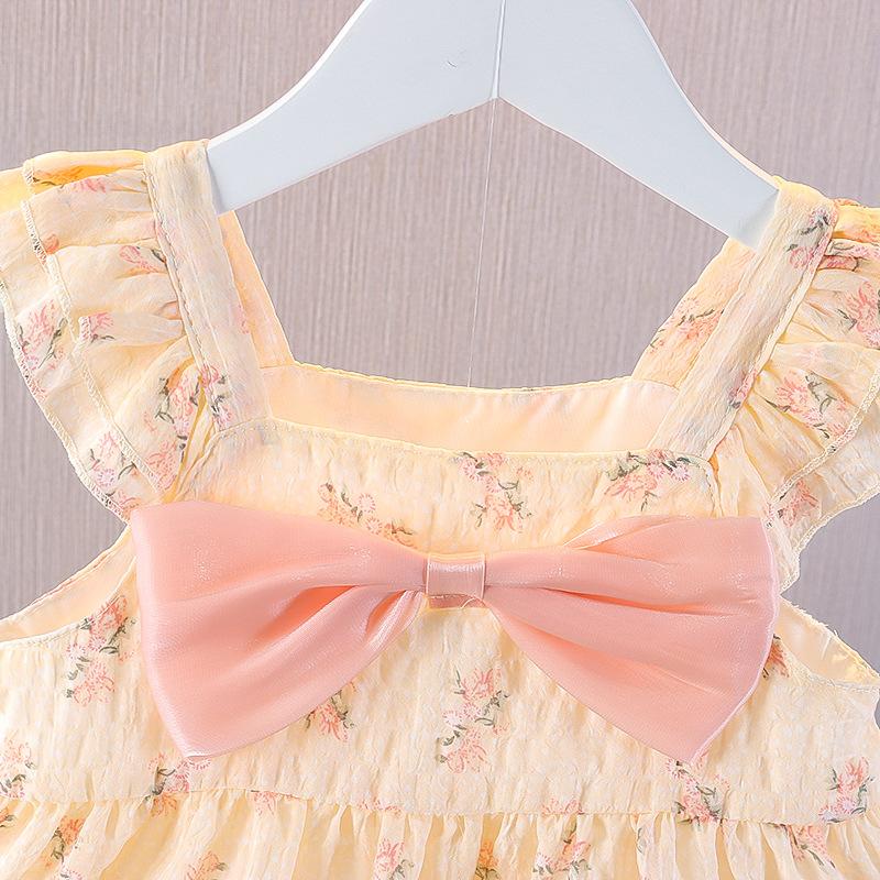 Girls Floral Halter Dress Summer Fashion Cake Dress Children's Princess Dress