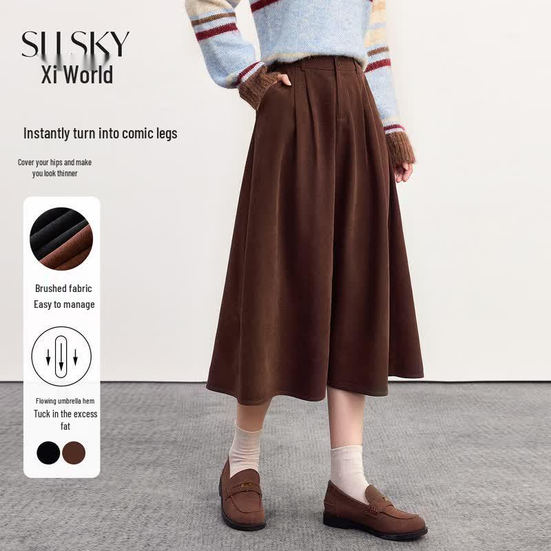 Women s Pleated A-Line Brushed Twill Midi Skirt XL