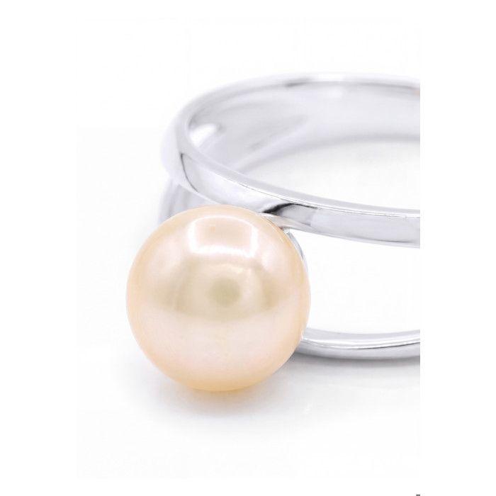 Bague - Pearls &amp; Colors - Perle de Culture d'Eau Douce 8-9 mm Bouton - Perle Rose - Argent 925 - Qualité AAA+ - Femme