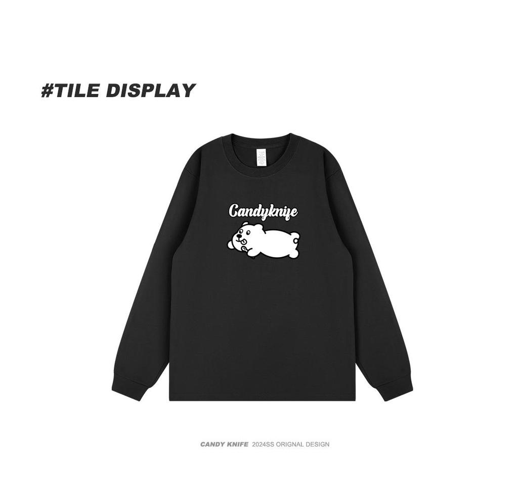 Trendy Cartoon Print Long Sleeve Top - Stylish & Versatile for Students and Besties