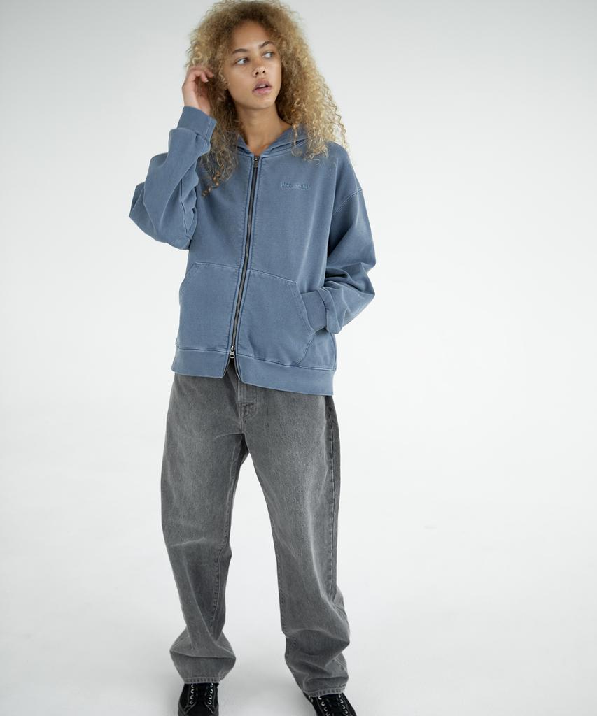 Thisisneverthat Waffle Lined Zip Up Hoodie Warm Blue
