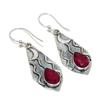Dainty Kashmir Ruby Gemstone Earrings, 925 Sterling Silver Earring, Handmade Boho Silver Jewelry Dangle Earrings, Party Wear Gifts