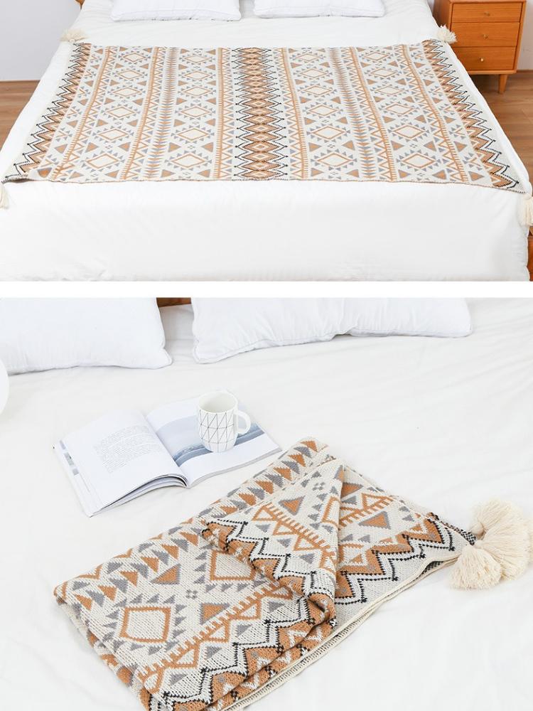Boho Breeze Acrylic Throw Blanket Decorative Sofa Cover Blanket Thick Winter Small Bed Tail Throw Blanket Cozy Home Nap Blanket