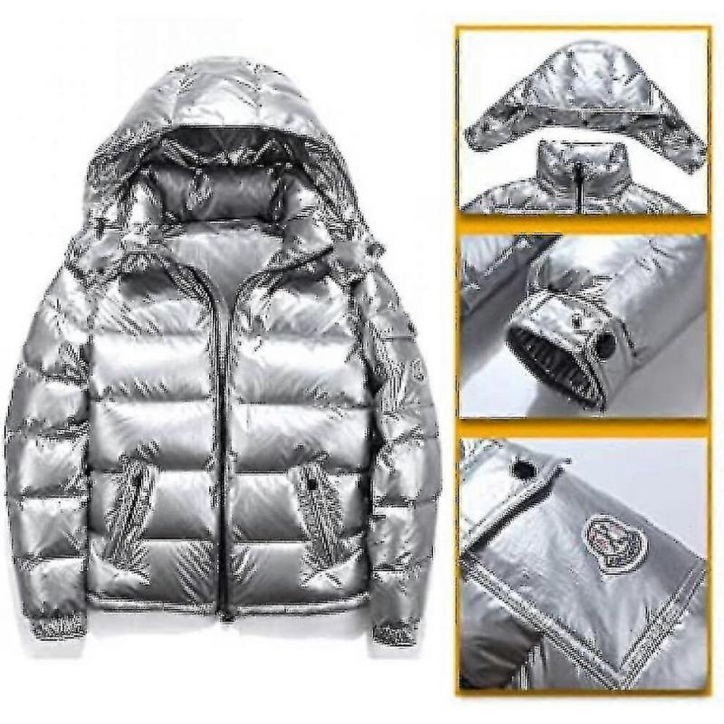 Shiny Down Jacket Men"s Winter Jacket Stand-up Tie Hood Down Jacket