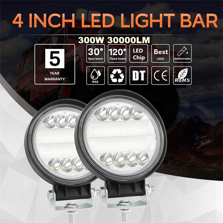 4 Inch 300W 30000LM 6000K Round LED Work Light Spot Driving Lamp Headlight Offro