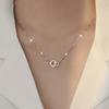 S925 Sterling Silver Necklace Square Circle Double Ring Pendant Jewelry Elegant Fashion Jewelry Gifts
