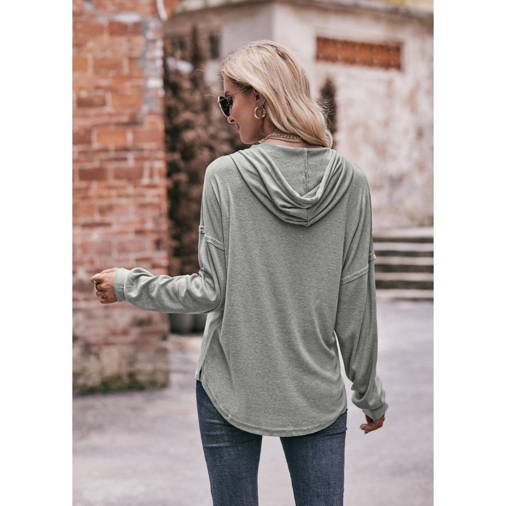Frühlings- und Herbst-Casual-Lockere einfarbige Damen-Hoodies Sweatshirts
