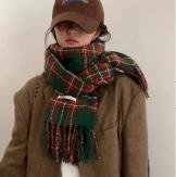 Retro plaid Japanese and Korean atmosphere plaid scarf women's plaid series contrasting color warm shawl student scarf