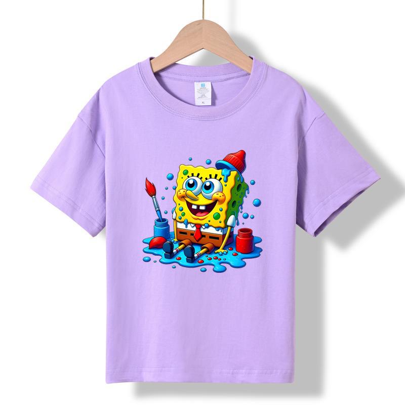 XH43 MINISO 2026 Summer New Printed Cotton Round Neck T-shirt for Children Aged 1-16, Boys and Girls