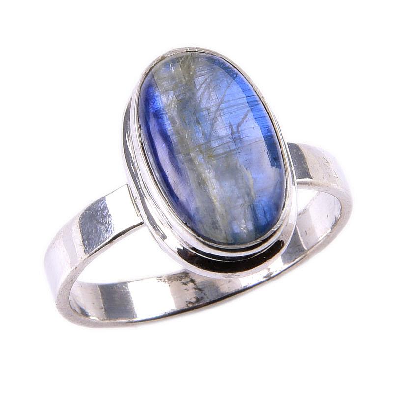 Natural Kyanite Gemstone Handmade 925 Solid Sterling Silver Gift Ring S.8 y8p83