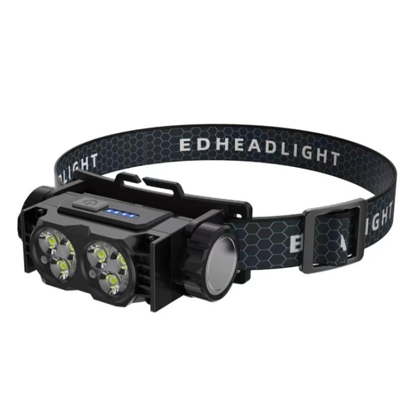 USB Wiederaufladbare Stirnlampe Taschenlampe 6LED Freihändig Magnetische Arbeitsleuchte mit Leistungsanzeige für Außen- und Innengebrauch